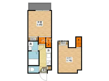 デ・クメール空港通(1SK/2階)の間取り写真