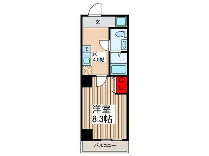 ノース FIELD 飯能(1K/8階)の間取り写真