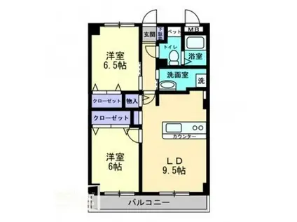 フィネス多賀II(2LDK/2階)の間取り写真