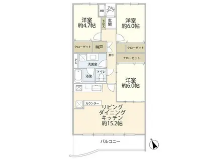 ベルググランデ東久留米(3LDK/2階)の間取り写真