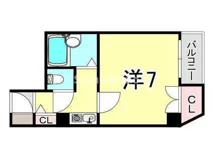 ブロスコート住吉(1K/4階)の間取り写真