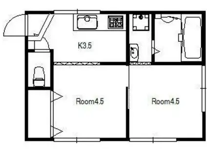 福田荘(2K/2階)の間取り写真