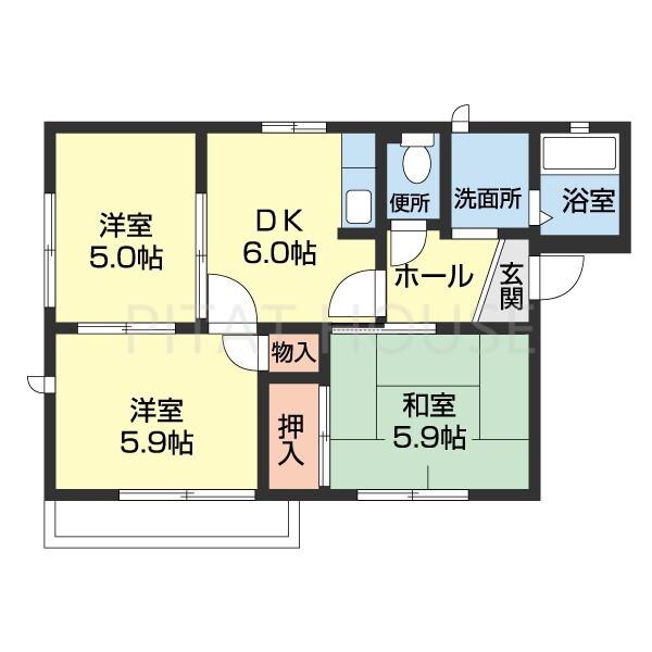 フレグランス船所II(3DK/2階)の間取り写真