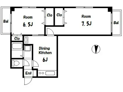 VISUAL CITY(2DK/7階)の間取り写真