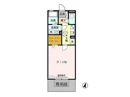 コンフォートII(1K/1階)の間取り写真