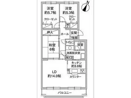 パーク・ノヴァひばりが丘南(3LDK/3階)の間取り写真