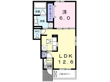 グレイス松富I(1LDK/1階)の間取り写真