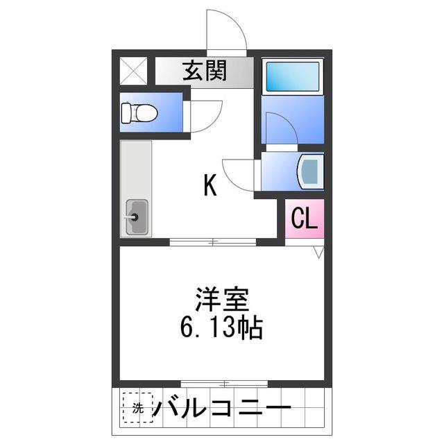 パインフィールド(1K/2階)の間取り写真