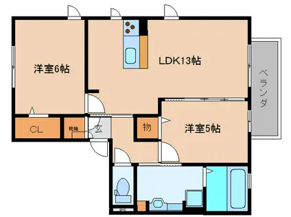 フェリーチェ真美ケ丘A棟(2LDK/2階)の間取り写真