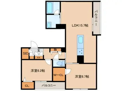 シャーメゾン西大寺南(2LDK/3階)の間取り写真
