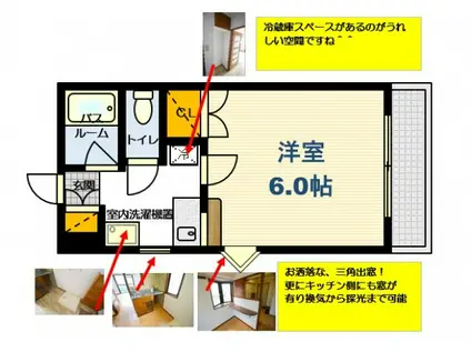 ロアール上天満(1K/4階)の間取り写真