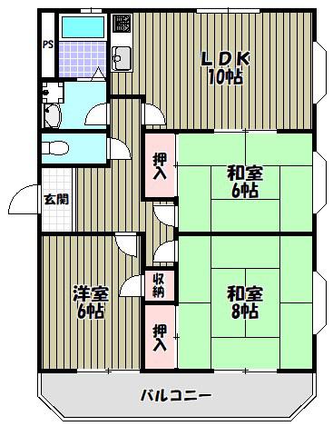 エステートBLDIII(3LDK/8階)の間取り写真