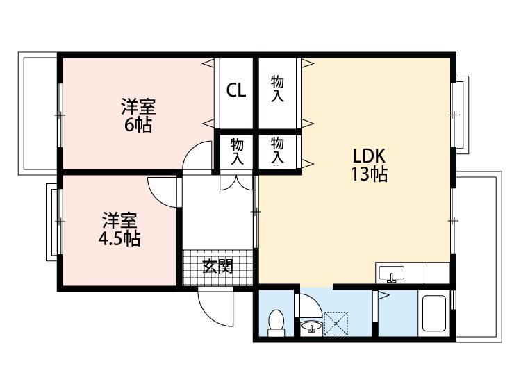パストラル板倉B(2LDK/1階)の間取り写真