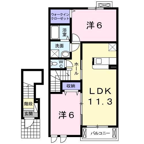 アンジュB(2LDK/2階)の間取り写真