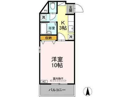 グリーンヒル21(1K/3階)の間取り写真