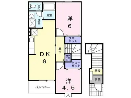 ラフォーレ(2DK/2階)の間取り写真