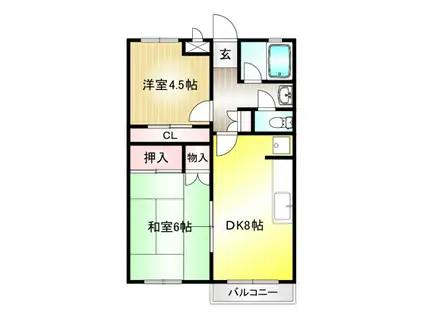 マックス(2DK/1階)の間取り写真