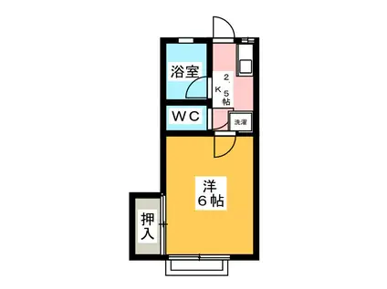 第2シャンポールFUJI(1K/2階)の間取り写真