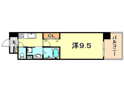 ヘスティア神戸(1K/3階)の間取り写真