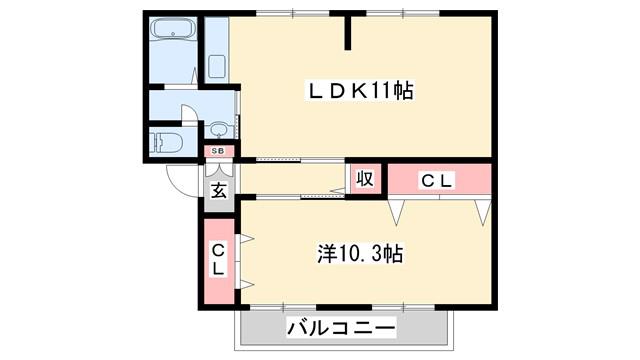 サンライフ雅B棟(1LDK/1階)の間取り写真