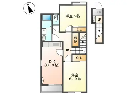 フレグランスさくら(2DK/2階)の間取り写真