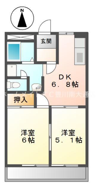 エポックハウス西桜木(2DK/2階)の間取り写真