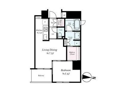 PURE AQUA OMORI(1LDK/3階)の間取り写真