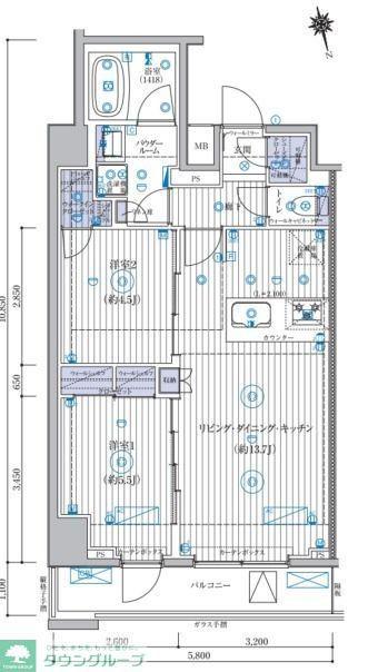 MAXIV CROS 高島平 MIRAIS(2LDK/7階)の間取り写真