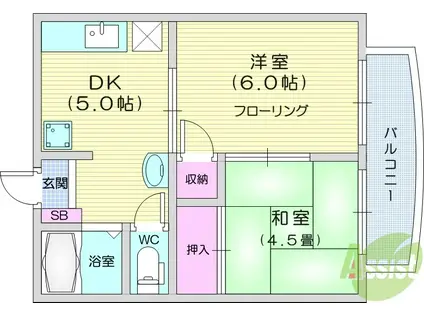 メゾン14-20(2DK/1階)の間取り写真