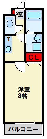 ラトゥール感田(1K/1階)の間取り写真