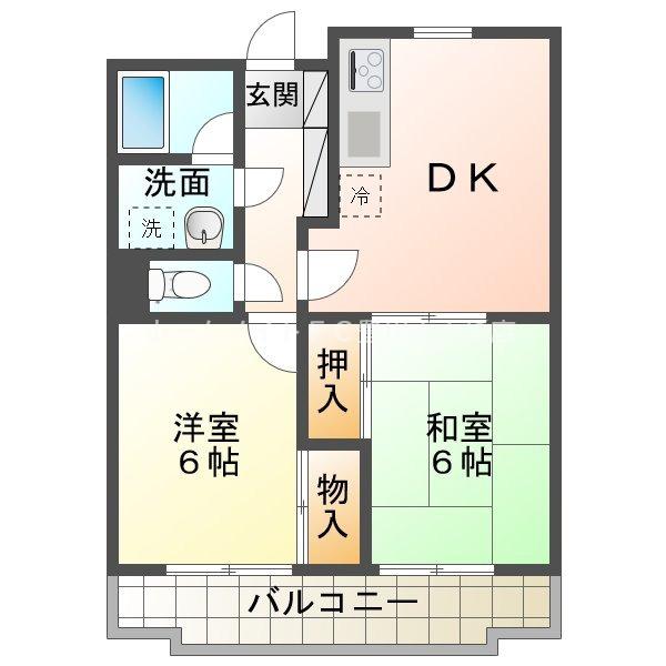 エクシード36(2DK/2階)の間取り写真