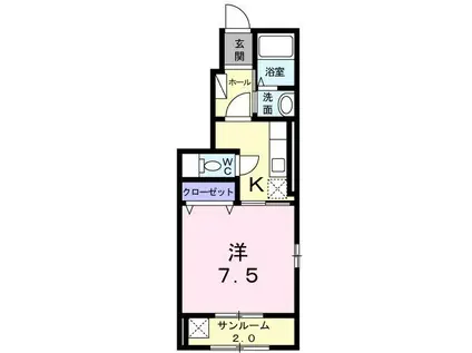 カーサ・アイ倉梯 (1K/1階)の間取り写真