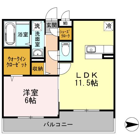 トロアモリール(1LDK/3階)の間取り写真