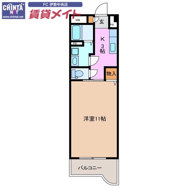 メゾンブローニュ10号棟(1K/2階)の間取り写真