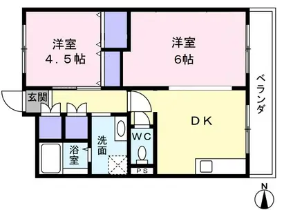 グリーン大泉(2DK/3階)の間取り写真