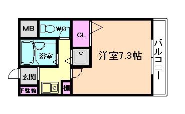 セピアコート箕面(1K/3階)の間取り写真