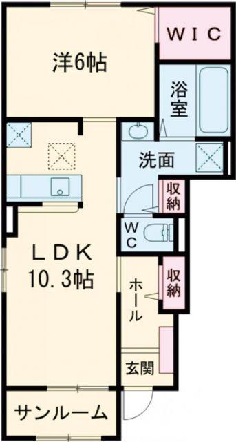 ライア エレガンスI(1LDK/1階)の間取り写真
