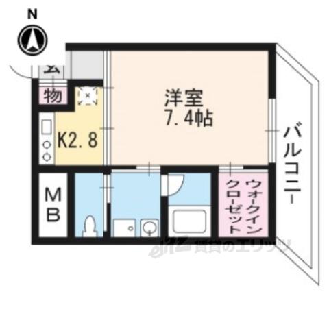 モノコモド御前B棟(1K/1階)の間取り写真