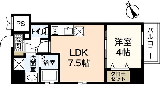 KATAYAMABLD24(1LDK/12階)の間取り写真