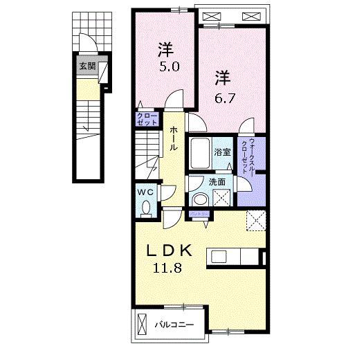 テール リッシュIII(2LDK/2階)の間取り写真