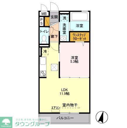 サンボナール北入曽(1LDK/1階)の間取り写真