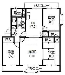 クレールいわた(4DK/1階)の間取り写真