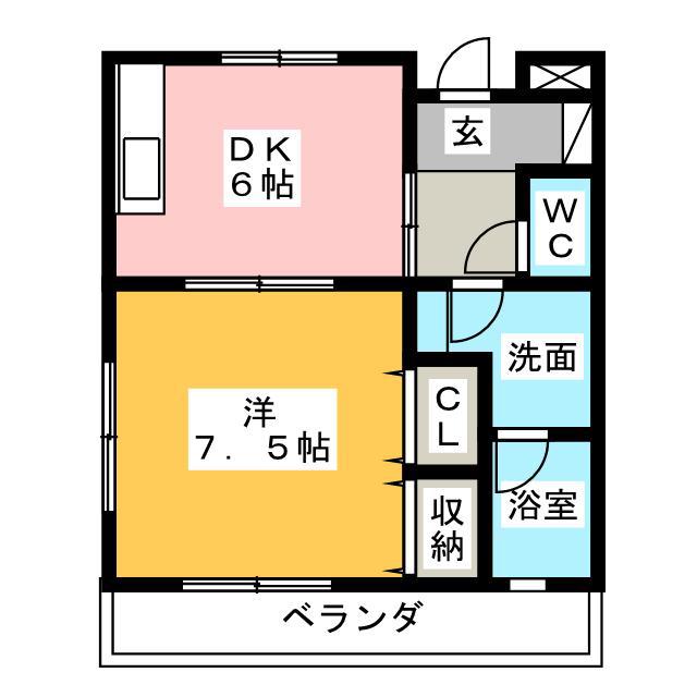 ヴェルドミールIII(1DK/4階)の間取り写真