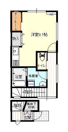 アバンティ旭ヶ丘(ワンルーム/2階)の間取り写真