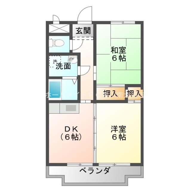 クレール壱番館(2DK/2階)の間取り写真