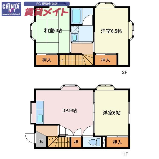 ベルメゾン(3DK/1階)の間取り写真