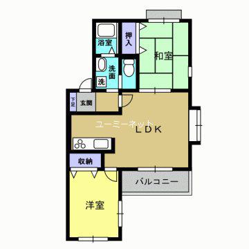 シャトー光の森B(2LDK/2階)の間取り写真