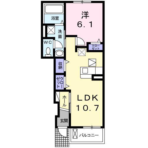 サニーフラット(1LDK/1階)の間取り写真