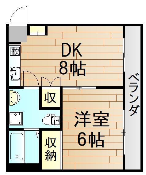 バルコハイツ(1DK/1階)の間取り写真
