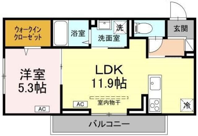 アーバンライフヒロ沖浜(1LDK/3階)の間取り写真